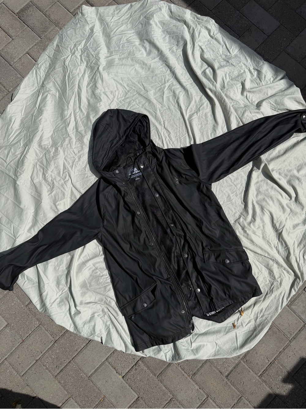 Men's Black Hooded Raincoat - Lightweight Waterproof Shell